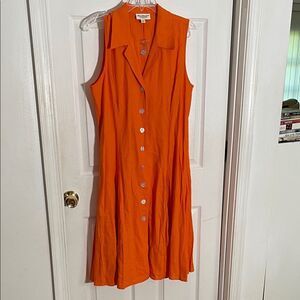 Norm Thompson Vibrant Orange Sleeveless Midi Dress